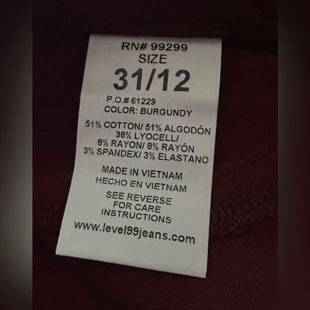 Level 99 faux leather burgundy pants - Picture 8 of 9